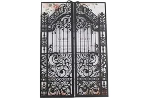 Black Gate Invitation Castle Laser Cut Card For Wedding Engagement Mermaid Birthday Party 25 Sets (black, 4.9"x7.1")