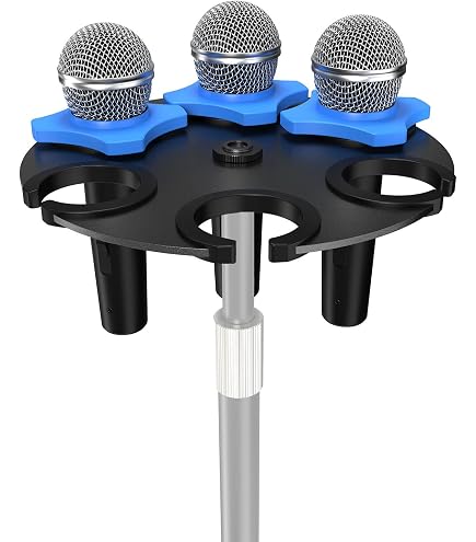 Support Multi-microphones Carré Simplurfi - Pour Jusqu'à 8 Micros, Mousse De Protection - Compatible Pieds De Micro Standards