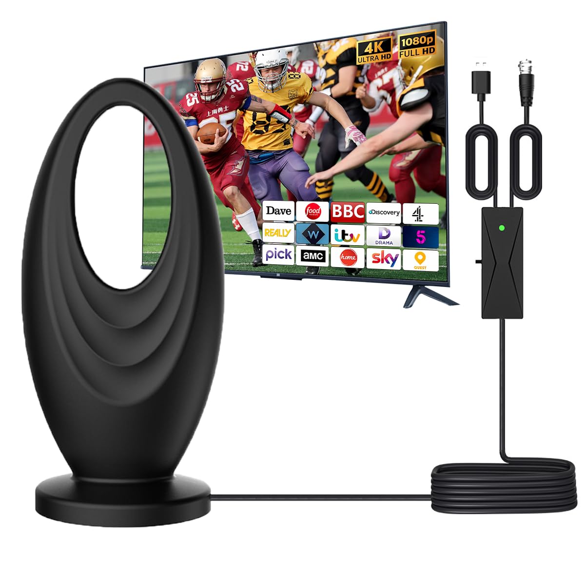 Photo 1 of 2025 TV Antenna Indoor/Outdoor VHF UHF Digital Antenna for Smart TV,Waterproof 2000 Miles for Local Channels with Amplifier 360° Receiving Support 4K 1080p HDTVs-16ft Long Cable