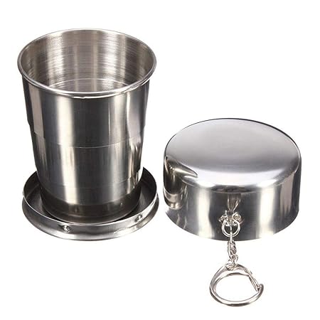 Windy5 Tragbarer einziehbarer Cup Edelstahl zusammenklappbarer Outdoor-Camping-Metall-Becher 75ml / 150ml / 250ml