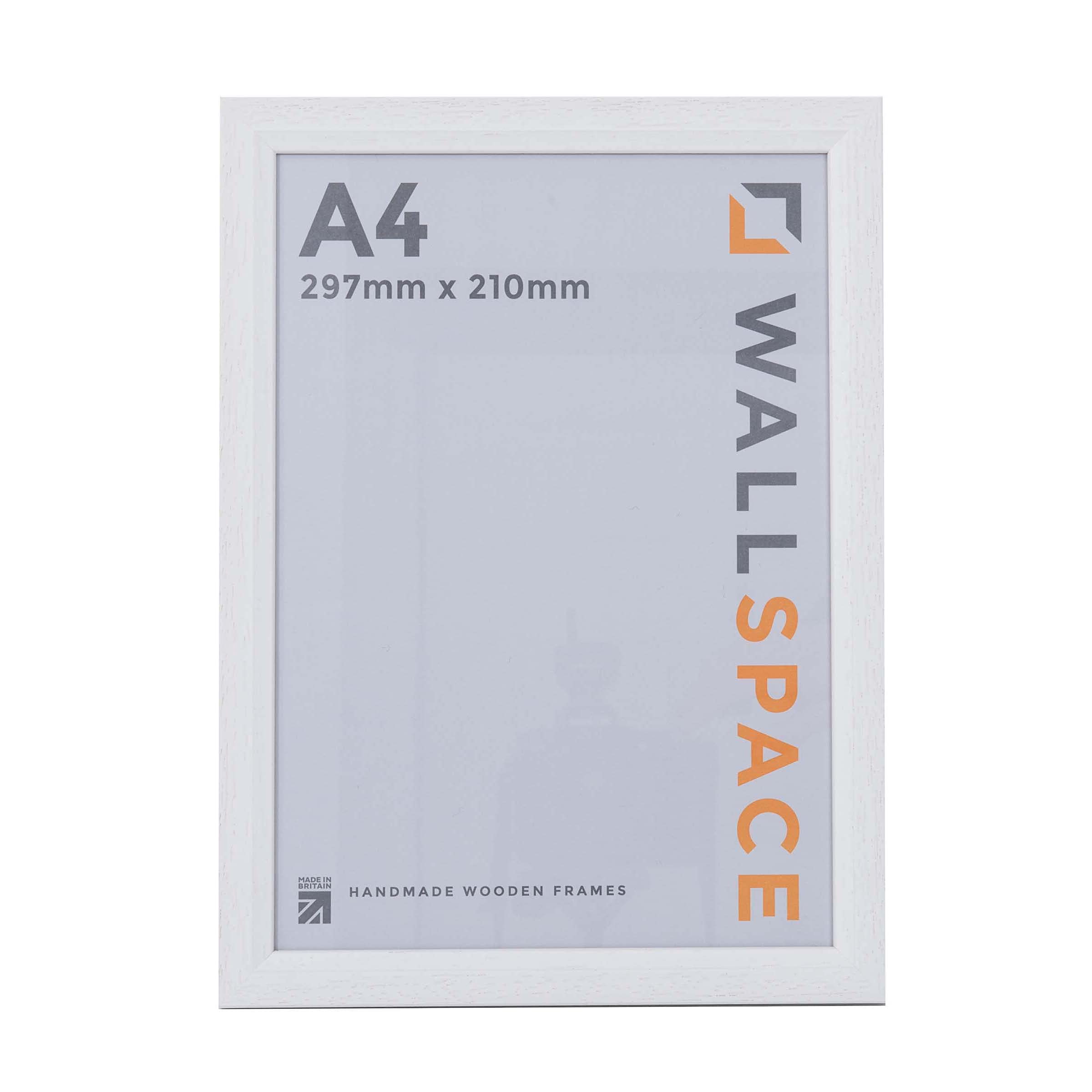 Wall Space A4 Bevelled White Picture Frame | White A4 Photo Frame | 297x210mm | 297 x 210mm | 29.7x21.0cm | Solid Wood Wooden with Real Glass | Certificate Diploma