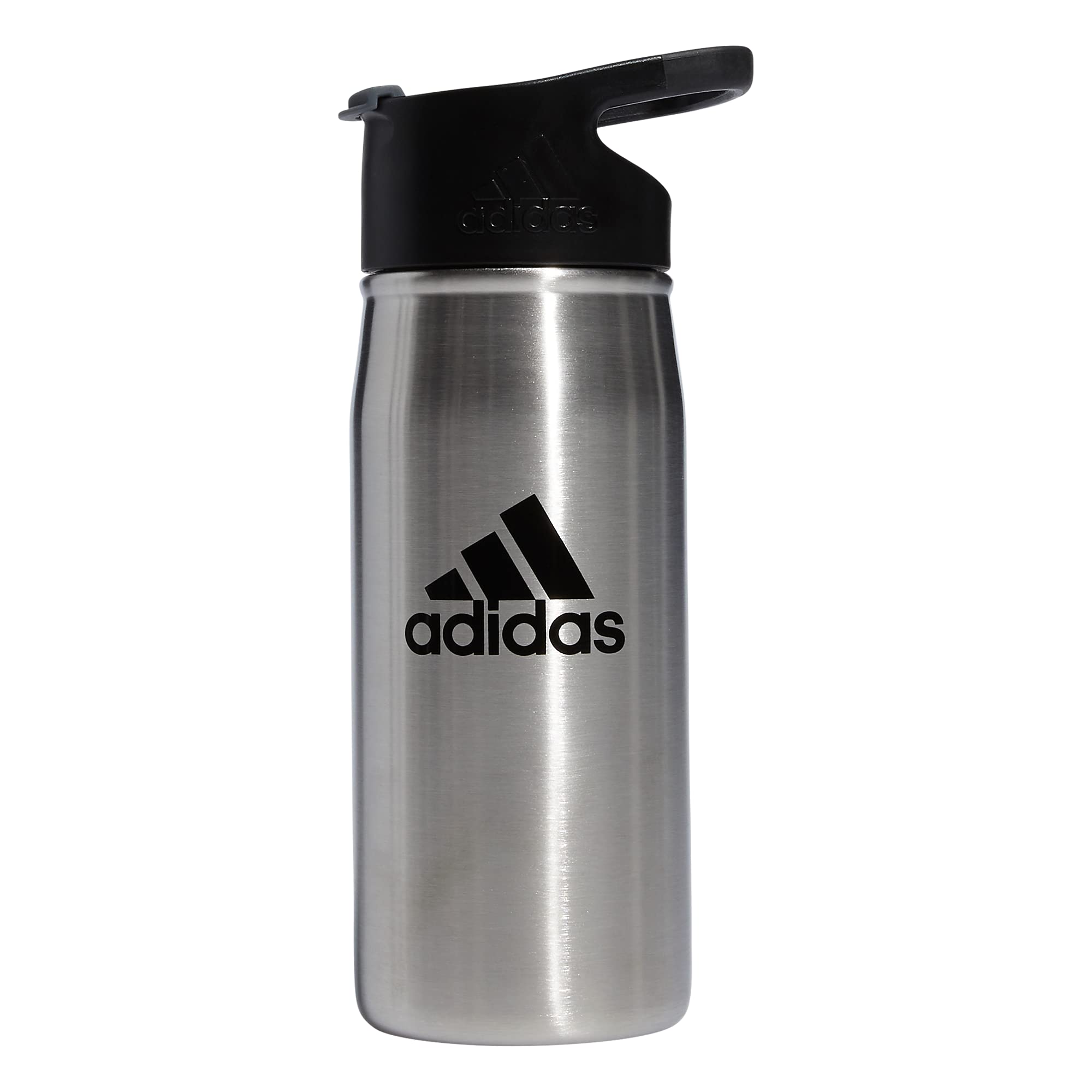 Photo 1 of adidas 450 ML (16 oz) Metal Water Bottle Tumbler with Flip Top Lid for Coffee & Tea, Stainless Steel/Onix Grey/Black, One Size