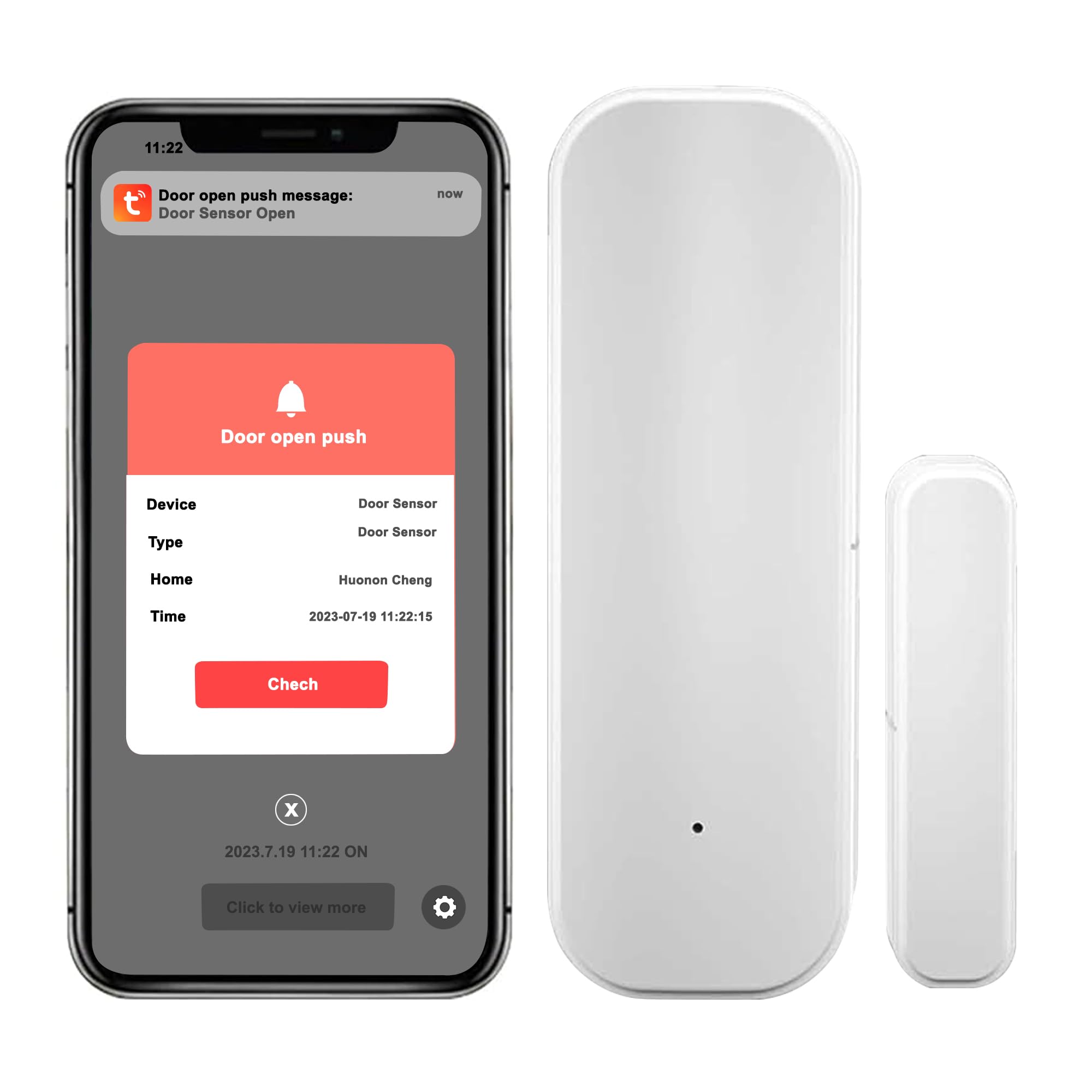 PHOVOLT WiFi Door Sensor, Tuya Smart Window Sensor,Wireless Sensor Real-time Alarm Compatible with Alexa Google Assistant,Home Security Open Contact for Business Burglar Alert (1 Pack)