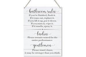 HAIPINO Funny Wooden Plaque Bathroom Wall Decor, Bathroom Rules, Housewarming Gifts for Women Men, Bathroom Decorations for Home Bathroom Restroom Toilet Bathroom Wall Decor Wood Hanging Sign - Y308
