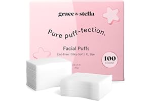 grace & stella Face Pads for Toner, Essence, and DIY Mask (100 Count) - Soft, Lint-Free Eye Makeup Remover Pads - Durable XL 