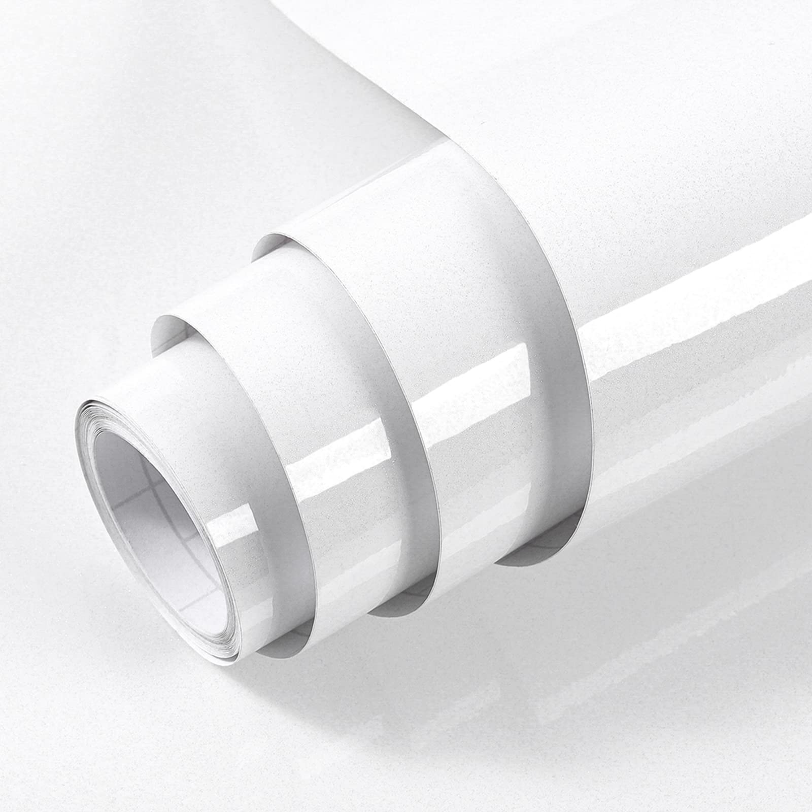 Photo 1 of TANONE White Contact Paper 17.7" X196" for Kitchen Countertop Cabinets Wardrobe Furniture Vinyl Glossy Self Adhesive Wrap