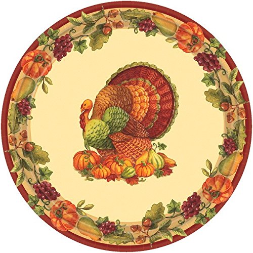 Amscan Joyful Harvest Thanksgiving Party Round Luncheon Paper Plates (Pack of 60), Multicolor, 2.25″ x 9.1″