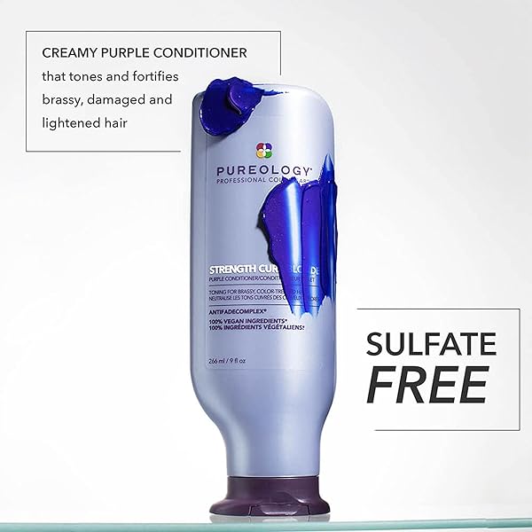 PUREOLOGY STRENGTH CURE BLONDE PURPLE CONDITIONER FOR BLONDE & LIGHTENED COLOR-TREATED HAIR, 9 FL OZ