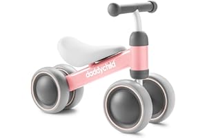 DADDYCHILD Baby Balance Bike for 12-24 Month Toddler, Toys for 1 Year Old Kids, No Pedal Infant 4 Wheels Baby Walker, Ride On Toys for Boys & Girls, Mini Bike, Best First Birthday Gifts Children