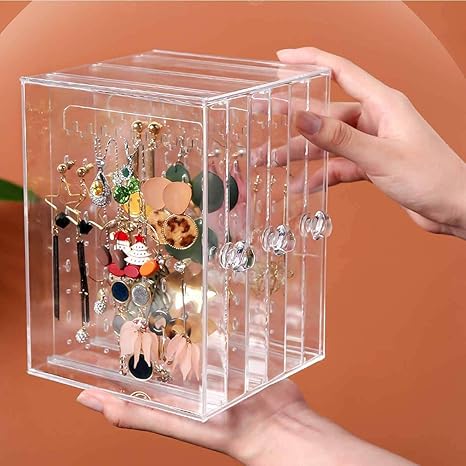 Amazon 透明アクリル製アクセサリー展示棚 イヤリング棚 アクセサリー収納棚 イヤリング展示棚 防塵アクリル製アクセサリー展示棚 アクセサリーは除く ジュエリー収納 オンライン通販