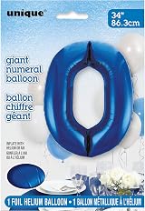 Unique Blue Number 0 Foil Balloon 86cm 1 Piece Birthday Party Centerpiece view 2