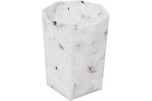 Maison Sucasa Tumbler for Bathroom, Countertop, Bathroom Accessory, Makeup Brush Holder, Pen Cup, Marble Design, Plastic, White
