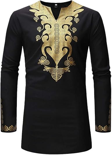 HCFKJ Camisetas Hombre Camisa Dashiki De Manga Larga con Estampado Africano, Camisa De Manga Larga, Estampado Africano, OtoñO Invierno para Hombre: Amazon.es: Ropa y accesorios