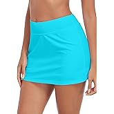 Colloyes Women's High Waisted Swim Skirt Sporty Skirt Bathing Suit Bottoms with Pocket and Boxer Liner