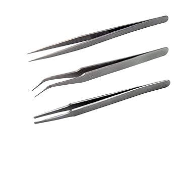 UniQual Tweezer Set of 3pcs Curved Point, Straight Point & Blunt Tip
