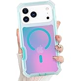 Bonoma for iPhone 17 Pro Case 2025, Iridescent Back, Magnetic Support for MagSafe Shockproof Cover, Crystal and Corner High-Duty Protection for Girls Women -Blue