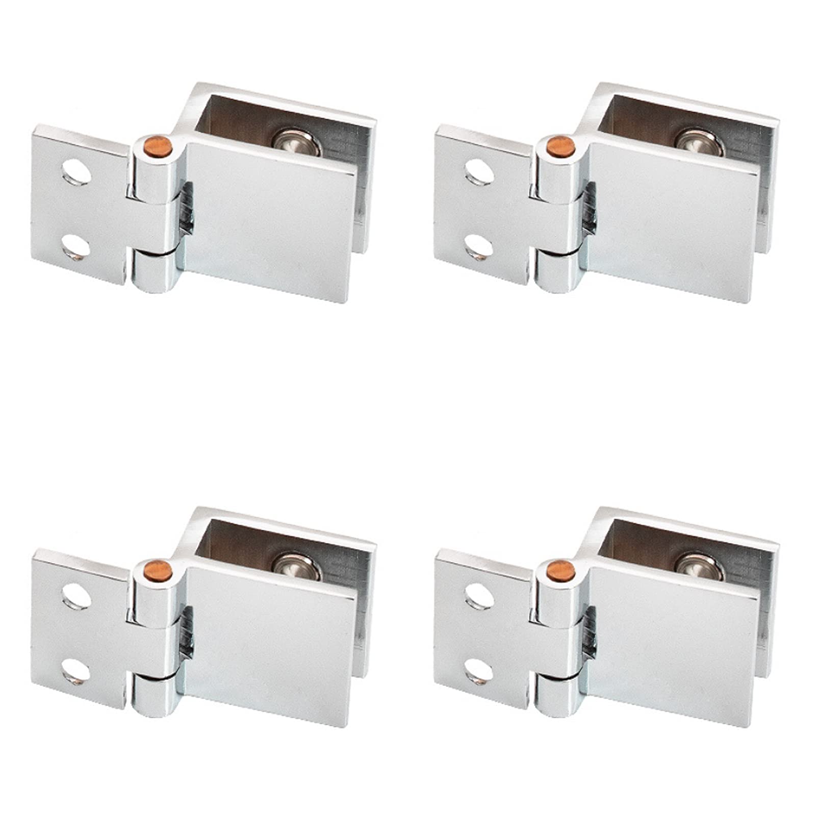 Set of 4 Furniture Hinge for Glass Doors, Clip Clamp Hinges, Furniture Hinge for Glass Doors Clip, Suitable for Display Cabinets, Glass Opening and Closing