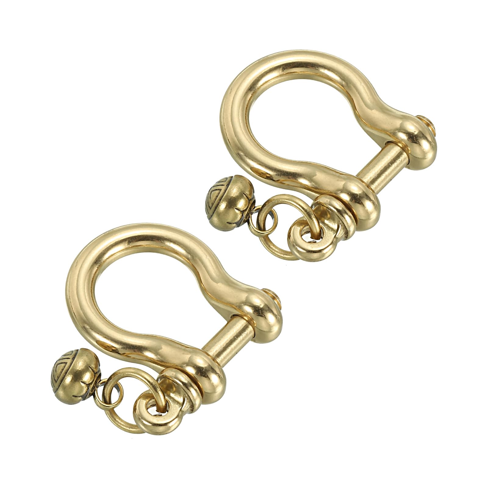 PATIKIL D-Ring Shackles, 2Pcs 13/32 Inch Inside Width Solid Brass U Shape Small Shackles for DIY Leather Craft Replacement