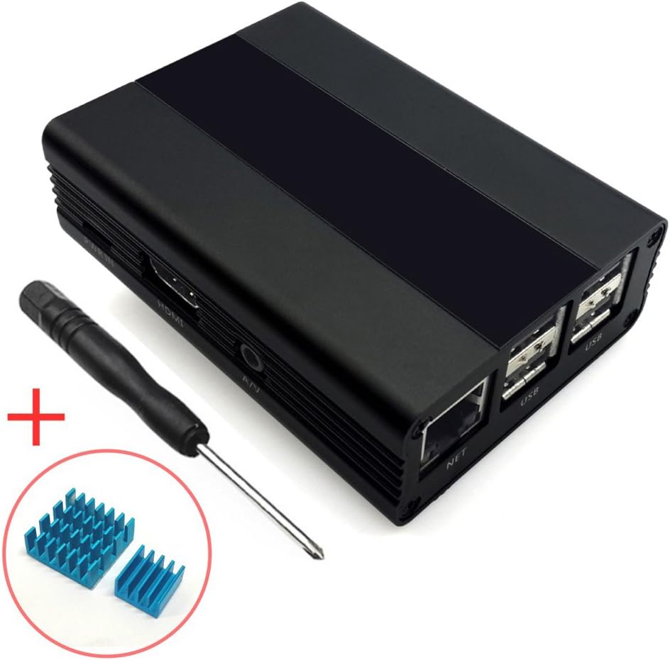 Corkea Raspberry Pi 3 ,Pi 2, B+ Premium Metal Case with Heatsink Screw Driver Black