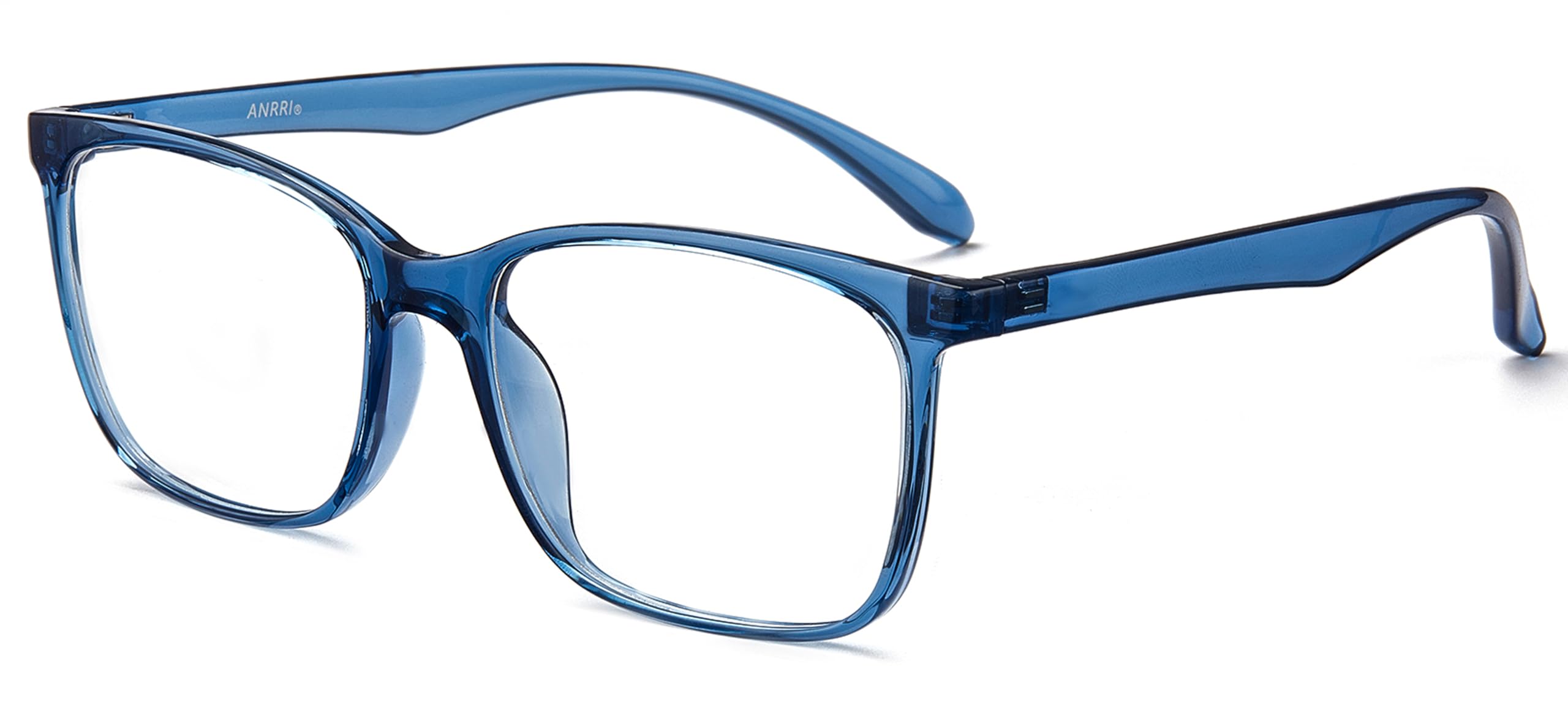 ANRRI Blue Light Blocking Glasses, Anti Eyestrain Lens Lightweight Frame Eyeglasses, Blue, Men/Women