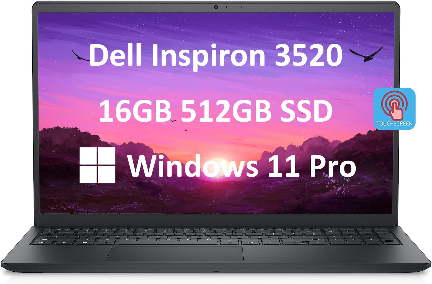 Dell Inspiron 15 3000 3520 15.6" FHD Touchscreen (Intel 4-Core i5-1135G7, 16GB RAM, 512GB PCIe SSD, UHD Graphics) Business Laptop, WVA Anti-Glare, Numeric Keypad, Webcam, Wi-Fi, Win 11 Pro, Black