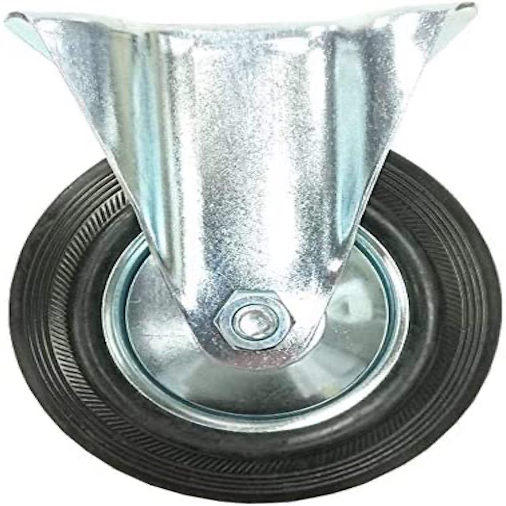 Merriway BH07006 Rubber Castor Wheel Black Heavy Duty Without Brake, Max 145kg 160mm (6.5 inch) (6.5")