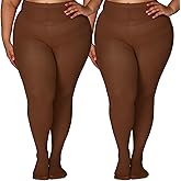 MERYLURE Plus Size Tights for Women Up To 6x, Semi Opaque Control Top Nylon Pantyhose, High Waist Solid Stockings