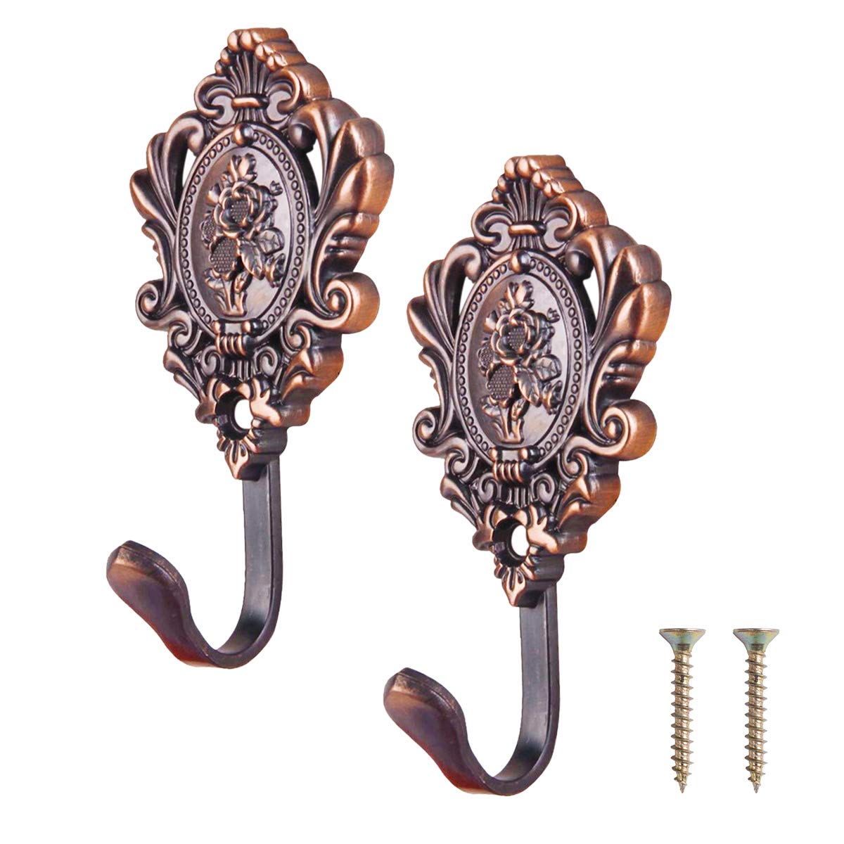 Uong Curtain Tieback Hooks, Zinc Alloy Vintage Tassel Decorative Wall Hooks Coat Hooks Clothes Hanger Kitchen Towel Racks for Bathroom Kitchen Bedroom 2 pieces