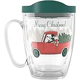 Tervis Disney - Mickey Merry Christmas Truck Made in USA Double Walled Insulated Tumbler Travel Cup Keeps Drinks Cold & Hot, 16oz Mug with Handle, Classic
