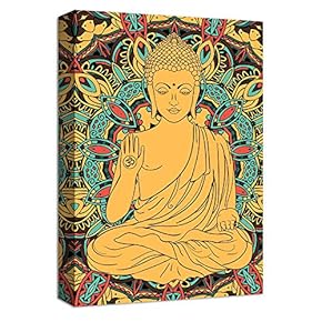 Canvas Wall Art Buddha Mural Tibet Thangka Painting Artwork for Home Prints Framed - 12x18 inches