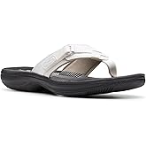 Clarks Womens Breeze Sea Flip-Flop Sandals - Comfortable Flip Flop with Adjustable Hook and Arch Support - Casual Summer Wearing Cloudsteppers for Everyday