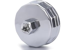 ELECHOI 74mm 14Flutes Oil Filter Cap Wrench Removal Tool Socket Compatible with Mercedes Benz, Audi, Sprinter, VW, Porsche, Volkswagen, Mazda, Heavy-Duty Silver Alloy Steel
