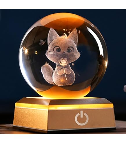 YWHL 3D Crystal Squirrel Figurine with Colorful Light Base YWHL 3D Crystal Squirrel Figurine with Colorful Light Base
