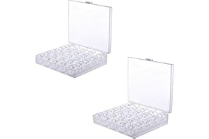 50Pcs Transparent Plastic Sewing Machine Bobbins with 2pcs Bobbin Case for Brother Singer Babylock Janome Kenmore Sewing Mach