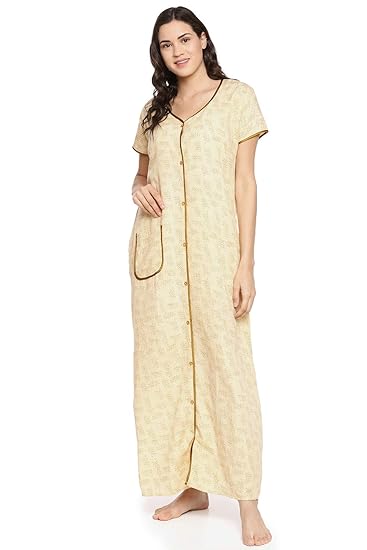 Womens Yellow Printed Maternity Nightdress