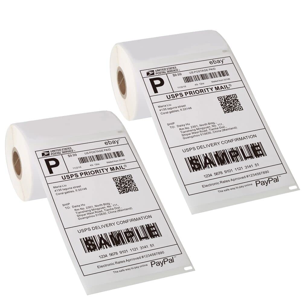 Photo 1 of [2 Rolls, 440 Labels] 4”x 6” Postage Thermal Shipping Labels 4x6 Thermal Labels Roll Compatible with Dymo 4XL 1744907 LabelWriter