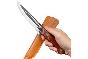 LSCH Butcher Knife with Sheath, Meat Cutting & Hunting Outdoor.Sharp 3Cr Stainless Steel Blade and Wood Handle. (LS-1226)
