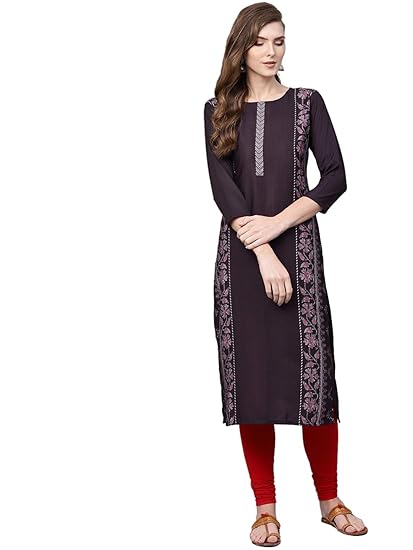 Crepe Digital Printed Kurti(VPK1729_Purple_Free Size)