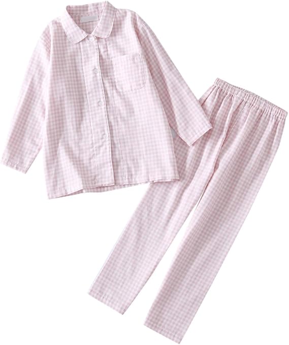 Amazon Ealmenn 男の子 パジャマ 綿 長袖 前開き チェック柄 子供服 キッズ ボーイズ ブルー ピンク 100 110 1 130 140 150 パジャマ 通販