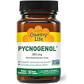 Country Life Pycnogenol 100mg - French Maritime Pine Bark Extract Antioxidants Supplement - Supports Cardiovascular Health - No Yeast, Corn, Wheat, Soy, Milk, Salt, Preservatives - 30 Capsules