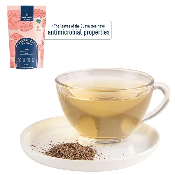 BLUE ZONES NICOYA – GUAVA LEAF FLAVORED TEA BAGS – 100% NATURAL, AND REFRESHING – HIGH MICRONUTRIENTS – GLUTEN, CAFFEINE, SUGAR-FREE – PACK OF 20 (2.11 OZ/ 60 G)