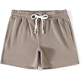 NIMENJOJA Mens 5.5" Athletic Gym Shorts Cotton Jogger Workout Lounge Jersey Zipper Pocket Sweat Shorts