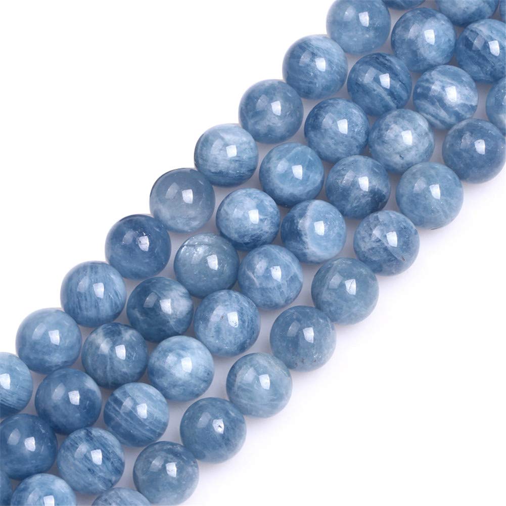 GEM-Inside Natural 10mm Blue Aquamarine Quartz Round Gemstone Semi Precious Loose Beads for Jewellery Making 15''