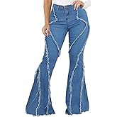 CuteCherry Women Bell Bottom Jeans High Waist Bell Bottom Flared Jean