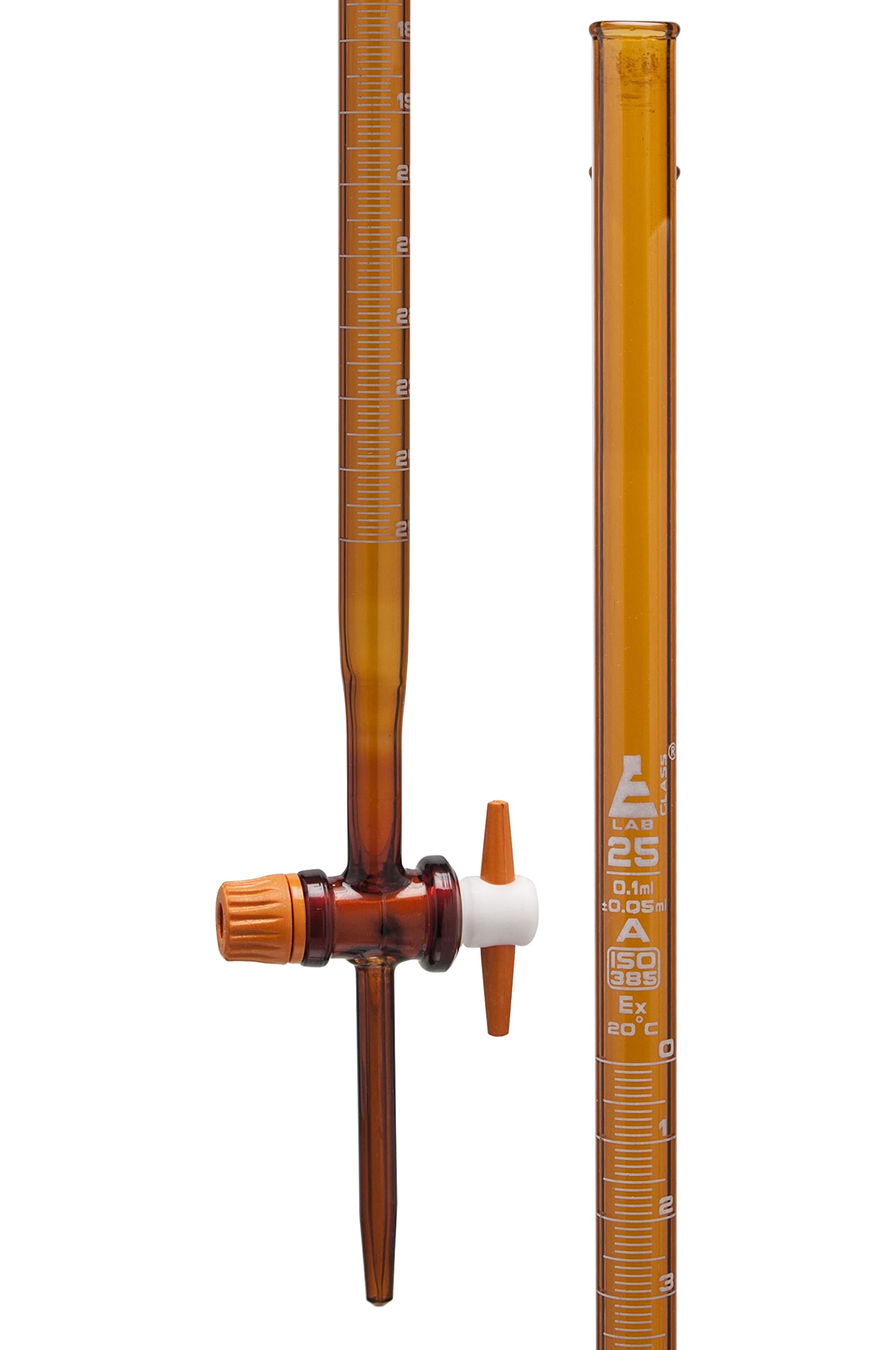 Amber Burette, 25mL - with PTFE Key Stopcock