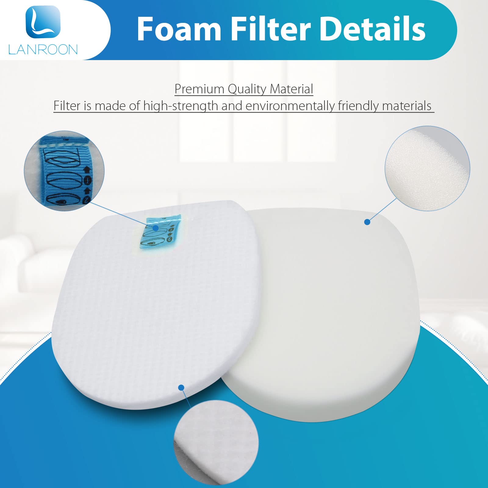IX141 Filters Fit for Shark IX141 IX140 IZ140 IX142 IZ140C IZ142 UZ145 IZ141C IX141H WZ140 WZ250 Stick Vacuum, Replace Part 616FJ140 & 617FJ140, 2 Pack Filter 4 Pack Foam & Felt Filter Kit
