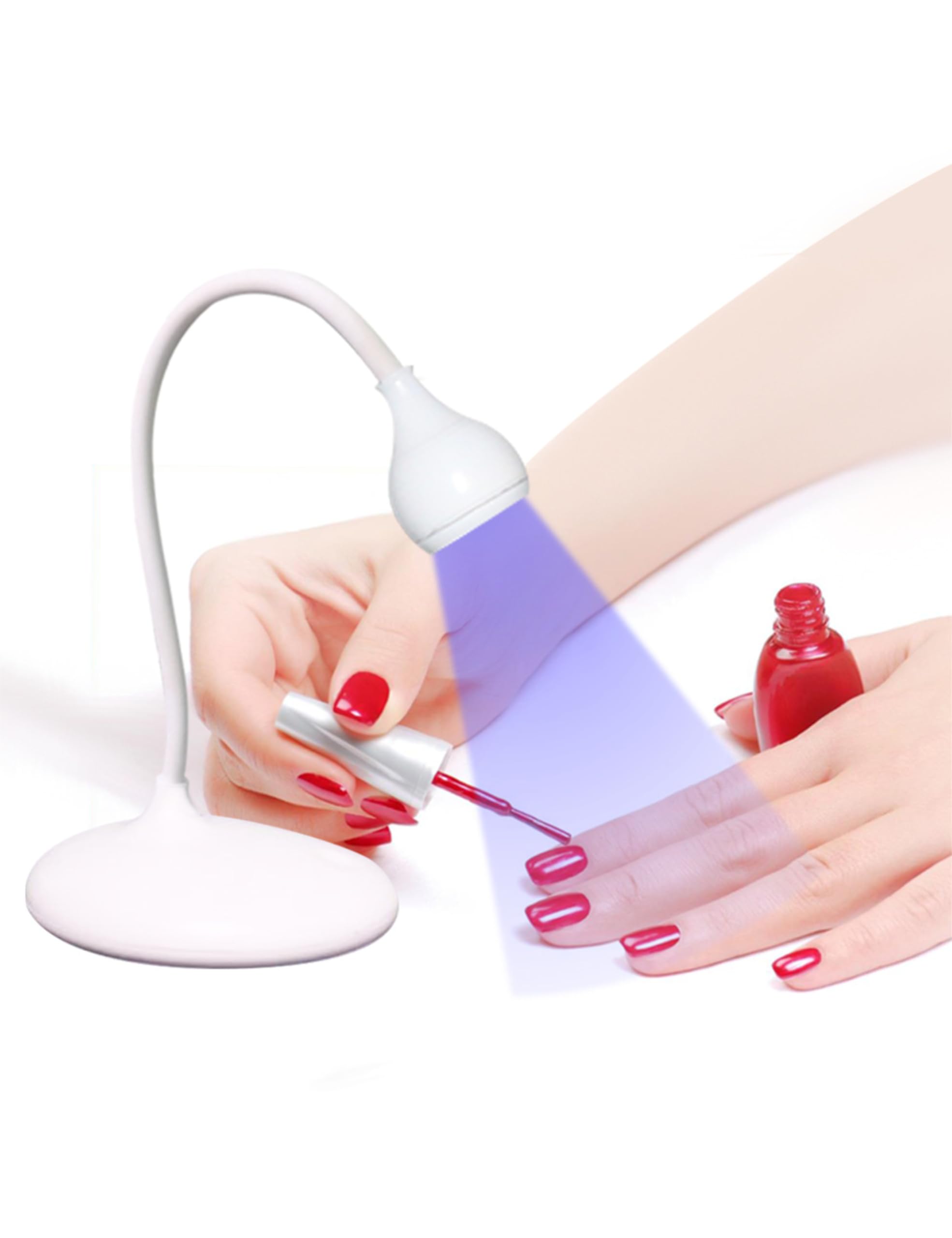 Gooseneck UV Lamp for Gel X Nails, LED Curing Lamp with 360 Degree Rotatable Gooseneck Flexible 3 Level Brightness UV LED Nail Lamp