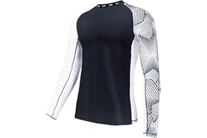 USKOY Men's Rash Guard Long Sleeve Sun Protection UV SPF UPF 50+ Fishing Shirts Lightweight Quick Dry Swim Shirts Nylon