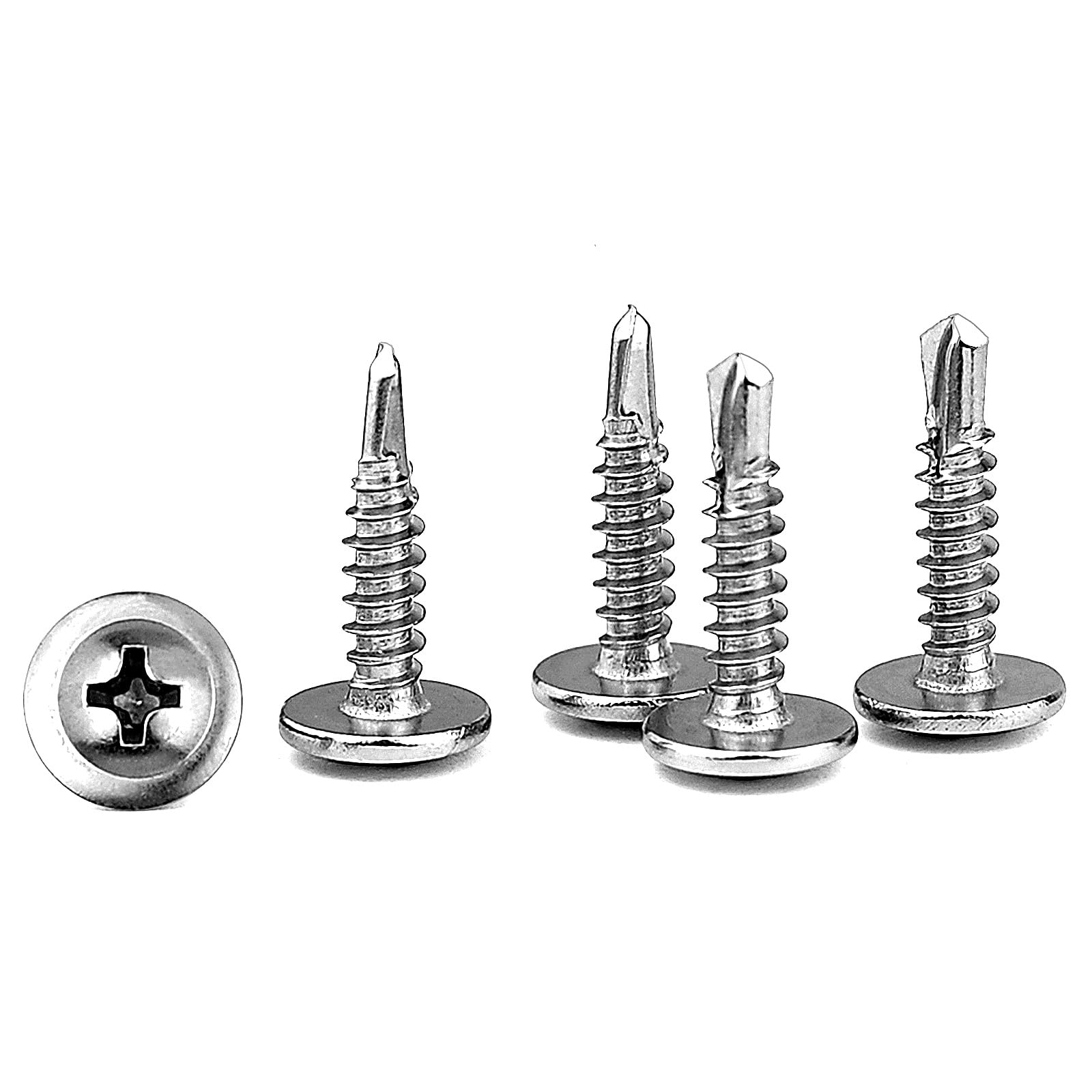 GGXZHT 110PCS Wafer Head Self Tapping Screws M4.2 x 19mm – 410 Stainless Steel Modified Truss Head Self Drilling Screws for Sheet Metal, Wood, Plastic in DIY, Joinery, Carpentry Projects