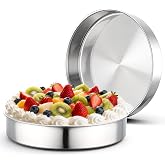 Beasea 10 Inch Round Cake Pan, 2 Pack Large Stainless Steel Layer Cake Pans Set for Baking Cooking, Cheesecake Mold Tin Bakeware for Wedding Birthday Party